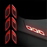 Car Reflective StripsNew 6Pcs Carbon Fiber Car Sticker Truck Motors Anti-Scratch Safety Warning Stickers