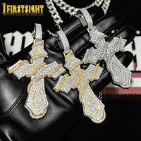 2026 New Iced Out Barbed Wire Wrapped Cross Pendant Necklace Silver Color Cubic Zirconia CZ Charm For Men Hip Hop Jewelry