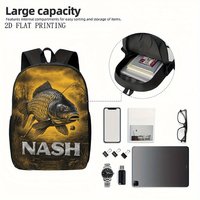 1pc Fishing-Themed Backpack Featuring Nash Artwork And a Nature-Inspired Design, for Teenager, For Teenager