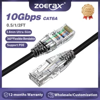 ZoeRax CAT6A 10Gbps Ethernet Patch Cable 0.5/1/2FT 28AWG Network Cable POE Supported LAN Cord for Switch Patch Panel Router
