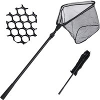 Goture Foldable Fishing Landing Net with Telescopic Aluminum Pole, 4mm Mesh, Portable Anti-Slip Handle for Carp Trout