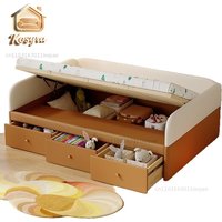 Montessori platform bed children's high box storage bed simple modern with guardrail baby splicing floor bed