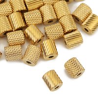20pcs PVD Stainless Steel Texture Spacer Beads Gold Color 6mm Loose Beads for DIY Bracelets Necklace Jewelry Making Accessories