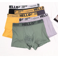 5-Piece Men's Hello Letter Belt Solid Color Boxer Shorts Breathable And Comfortable Underwear Men's Casual Boxer Shorts
