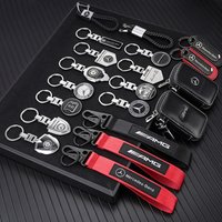 3D Metal/Leather Car Keychain Key Chain Ring Key Holder For Mercedes Benz AMG A C E S G Class GLC CLE CLA GLB GLS W177 W203 W204