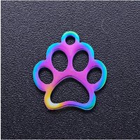 5pcs/lot Rainbow Dog Cat Paw DIY Charms Wholesale 316 Stainless Steel Unicorn Pendant Bear Hummingbird Dove Connectors Charm