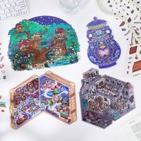 Kawaii Milky Way Station 3D Firefly Forest Landscape Sticker DIY Pocket Cabin Scene Halloweengifts