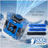 Portable Waist Fan Hanging Neck Fans Ultra-Strong Wind with Power Bank LED Lightings for Sports Courier Outdoor Working
