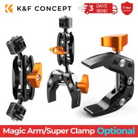K&F CONCEPT Multi-Functional Super Clamp with Double 360° Ball Head Magic Arm For GoPro Insta360 DJI OSMO Aciton Camera Phone