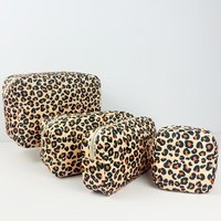 Leopard Print Cosmetic Bag Printed Bow Toiletry Pouch Waterproof Women Storage Nylon Outdoor Travel Makeup Organizer Party Gift