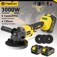 MELLWIN 125MM Akku-Winkelschleifer Bürstenlos M14 Elektrisches Schleif-, Polier- und Schneidwerkzeug für Metall und Holz für Makita 18V Akku