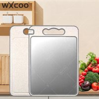 WXCOO Kitchen Double-Sided Cutting Board Non-Slip Base Stainless Steel Chopping Board for Meat Vegetables and Cheese Board