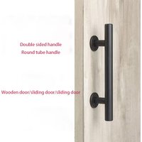 Carbon steel round tube black handle, indoor sliding light door handle, suitable for rural barns and storage warehouses
