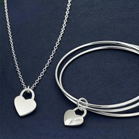 Noble 925 Sterling silver Charms heart Necklace Bangle 6.5cm jewelry sets for women wedding fashion cute set