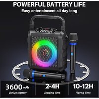 T18 High Power Karaoke Bluetooth Speaker Music Rhythm Light 360 Degree Stereo Surround Wireless Subwoofer with Dual Wireless Bluetooth Microphone
