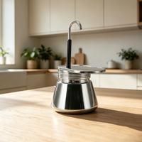 Single Tube Moka Pot 200ml Stainless Steel Coffee Pot Mini Household Single Cup Moka Pot Portable Espresso Pot Outdoor Coffee Ap