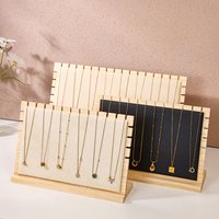 1pc bamboo wood velvet black/off white jewelry display stand card slot necklace bracelet hanger sweater chain organizer