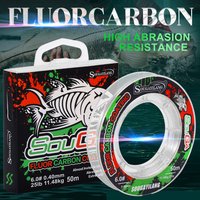 Sougayilang 50M Fluorocarbon Fishing Line Low Stretch High Sensitivity 3-25LB Test, Clear for Saltwater Freshwater Reel Spooling