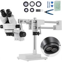 SucceBuy 3,5X-90X Microscope numérique stéréo trinoculaire 360 ° Caméra de support simul-focal pivotant, connexion d'instruments optiques de laboratoire