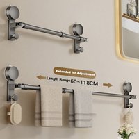 30-100cm Suction Cup Wall Towel Rack Bathroom Hand Towel Holder Mount No Drill Mount Adjustment Length Towel Bar with Hook