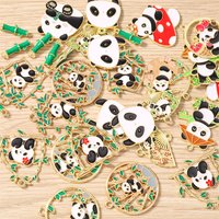 10pcs Mix Cartoon Animal Charms Enamel Panda Bamboo Charms Pendants for Jewelry Making Necklace Earrings DIY Crafts Accessories