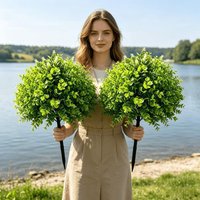 ●Artificial Green Plants Ground Stake Fake Greenery Plastic Shrubs Plants For Outdoor Garden Patio Yard Landscaping Decoration