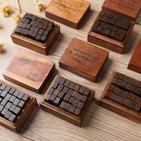 Journal Go 28pcs Alphabet Number Week Stamps Vintage Wooden Letter Stamp Set for Craft Card Making Planner Scrapbooking Journals