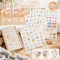Baby Memory Stickers Set, 8 Sheets 217PCS Newborn Milestone Scrapbook Stickers, Cute Matte Decals for Baby Album, Journal, Gift