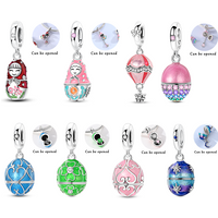 Original 925 Sterling Silver Charms Bead CZ Zircon Russian Nesting Dolls Dangle Fit Bracelet DIY Woman Jewelry Gift For Friend