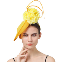 New Imitation Sinamay Fascinator with Flowers Hat for Women headband Wedding Headwear Mesh Cocktail Race Hair Accessories