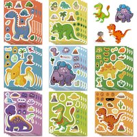 8/16/24PCS Cute Dinosaur Puzzle Stickers, Face Stickers Handmade DIY Creative Personalized Decoration Waterproof Sticke