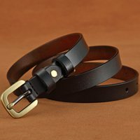 2024 New Hot Selling Ladies Leather Belt 105cm Black White Pure Cowhide Retro Pin Buckle Women