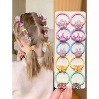 10pcs Sweet Flower Hair Ties Fashionable Versatile Perfect Gift for Cute Girls Suitable for School Outdoor Play Matching with T