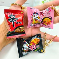 1PCS Simulation Instant Noodles Keychain On The Phone Mini Snacks Pendant Bag Pendant Car Key Ring Gifts For The New Year