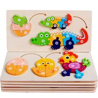 Baby Toy Wooden 3D Puzzle Toys Life cycle puzzle Cartoon Jigsaw For Children Baby Early Education Intelligence for Kids