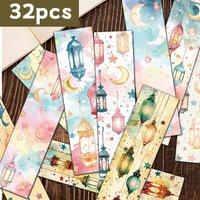 32pcs, Eid Watercolor Dreamy Starry Sky Bookmark, a loving gift for bookworms, friends, and teachers, DIY decorative page marker