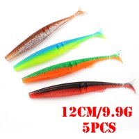 5pcs/pkt Fishing Soft Lure 120mm 9.9g Plastic T Tail Bait Artificial Worm Swimbait