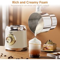 BioloMix 7-in-1 Electric Milk Frother Steamer with Detachable Base for Hot and Cold Foam Coffee Hot Chocolate Dishwasher Safe