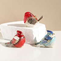 Robin Bird Jewelry Trinket Boxes Hinged Ring Box.Necklace Rings Earrings Organizer.Home Decor Gifts for Women.
