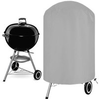 Round BBQ Outdoor Pit Stove Cover,210D Oxford Cloth Grey Grill Cover,Brazier Cover,Barbecue Fire Basin Oven Hood,Dust BBQ Cover