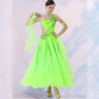 Waltz Ballroom Dress Appliqués Standard Woman Dance Dress Round Neck Ballroom Dancing Dresses for Competition Streamers Elegant