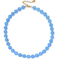 ZMZY Blue Agate Beaded Necklace Natural Stone Necklace Bead Clavicle Chain Vintage Charm Beaded Energy Fashion Carved Gifts