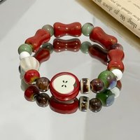 Dopamine Red Ceramic Apple Bead Bracelet Simple Handmade Splicing Bracelet For Women Retro Jewelry Trendy Accessories