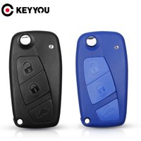 KEYYOU 2/3 Buttons Car Key Shell For Fiat 500 Punto Stilo Ducato Panda Doblo Bravo Folding Remote Control Key Case Uncut Blade
