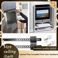 Upward Flip Concealed Pivot Door Hardware Track For Cabinet Oven AC Unit With Top Mount Slide And Butterfly Hinge Fitting