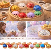 10 Styles Realistic Giant Dumpling Squeeze Toy With Bamboo Steamer Soft Dough Ball Decompression Fidget Toy Funny Creative Gift