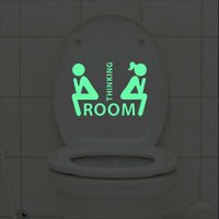 Funny Thinking Room Luminous Toilet Sticker Cartoon Glow in the Dark Bathroom Sticker Washroom WC Wall Decoration Sticker Decal