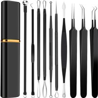 10pcs Pimple Popper Tool Kit Stainless Steel Blackhead Remover Tool Comedones Extractor for Forehead Facial Nose Removing Zit