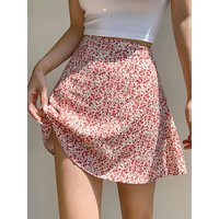Woman Skirt High Waist Floral Red Skirts for Women Short Korean Style 2025 Trend Premium Fashion Vintage Aesthetic Cheap V Y2k