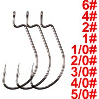 50pcs High strength crank hook black nickel hook lure soft bait hook with barbed lure hook wide net crank hook